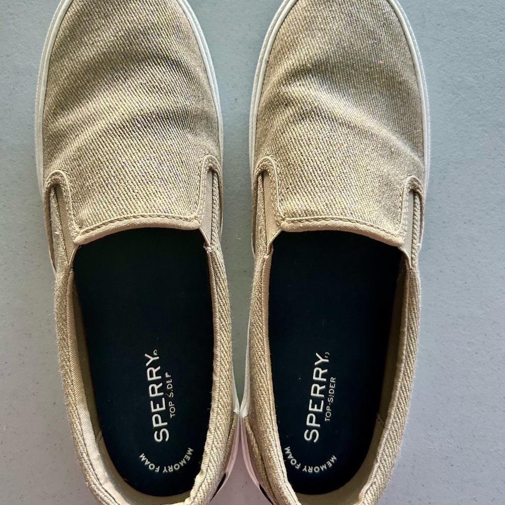 Sperry Tan Canvas Slip-On Shoes - Picture 2 of 3